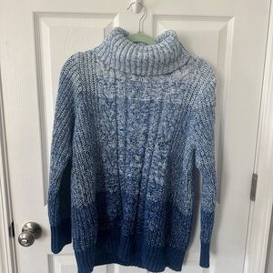 GAP Blue Cable Knit Turtleneck Sweater